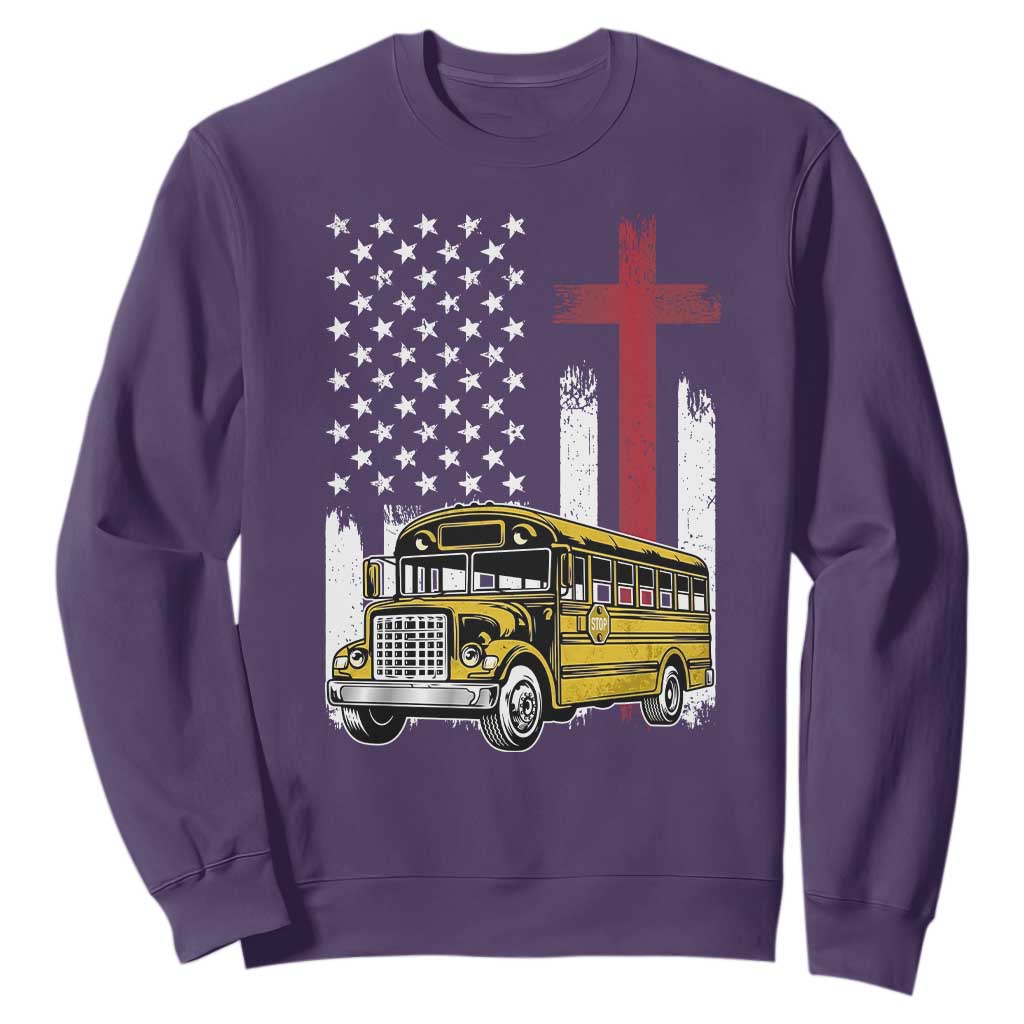 Bus Driver Patriotic Christian USA Flag Sweatshirt School Bus Driver