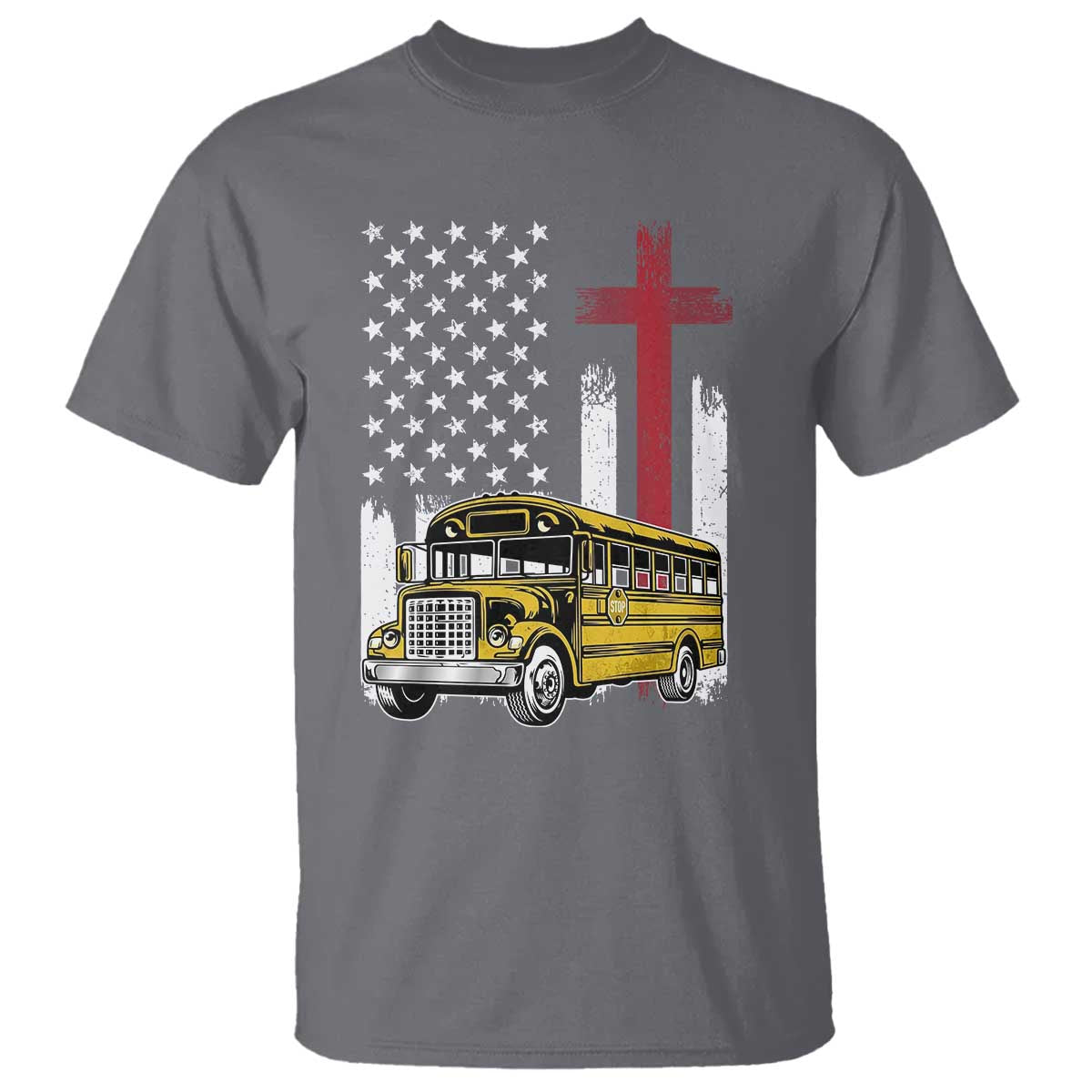 Bus Driver Patriotic Christian USA Flag T Shirt School Bus Driver