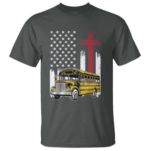 Bus Driver Patriotic Christian USA Flag T Shirt School Bus Driver