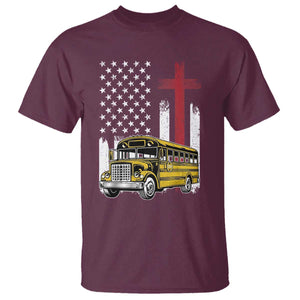 Bus Driver Patriotic Christian USA Flag T Shirt School Bus Driver