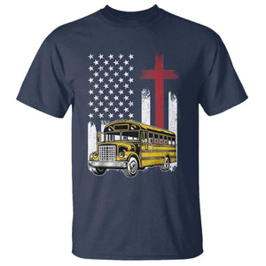 Bus Driver Patriotic Christian USA Flag T Shirt School Bus Driver