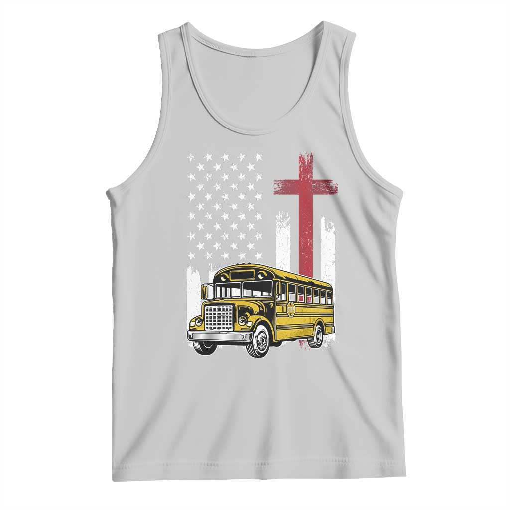 Bus Driver Patriotic Christian USA Flag Tank Top School Bus Driver