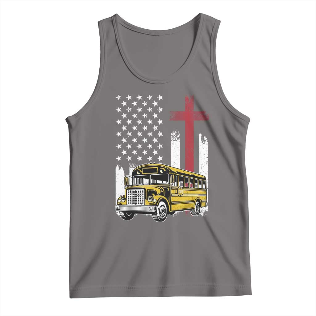 Bus Driver Patriotic Christian USA Flag Tank Top School Bus Driver