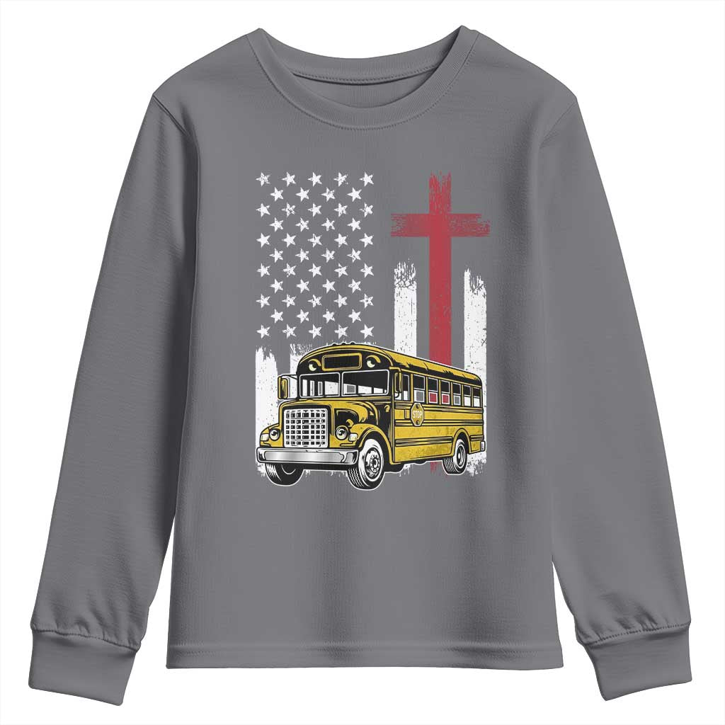Bus Driver Patriotic Christian USA Flag Youth Sweatshirt School Bus Driver