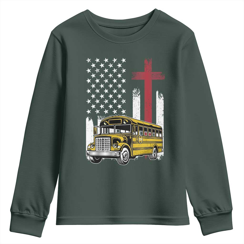 Bus Driver Patriotic Christian USA Flag Youth Sweatshirt School Bus Driver