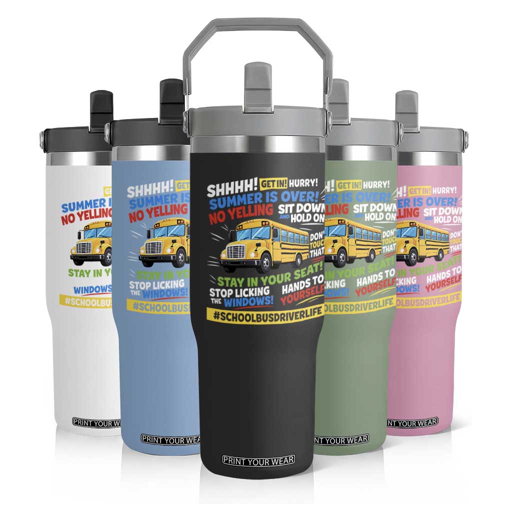 Funny School Bus Driver Life Flip Straw Tumbler Back to School Teacher Kids