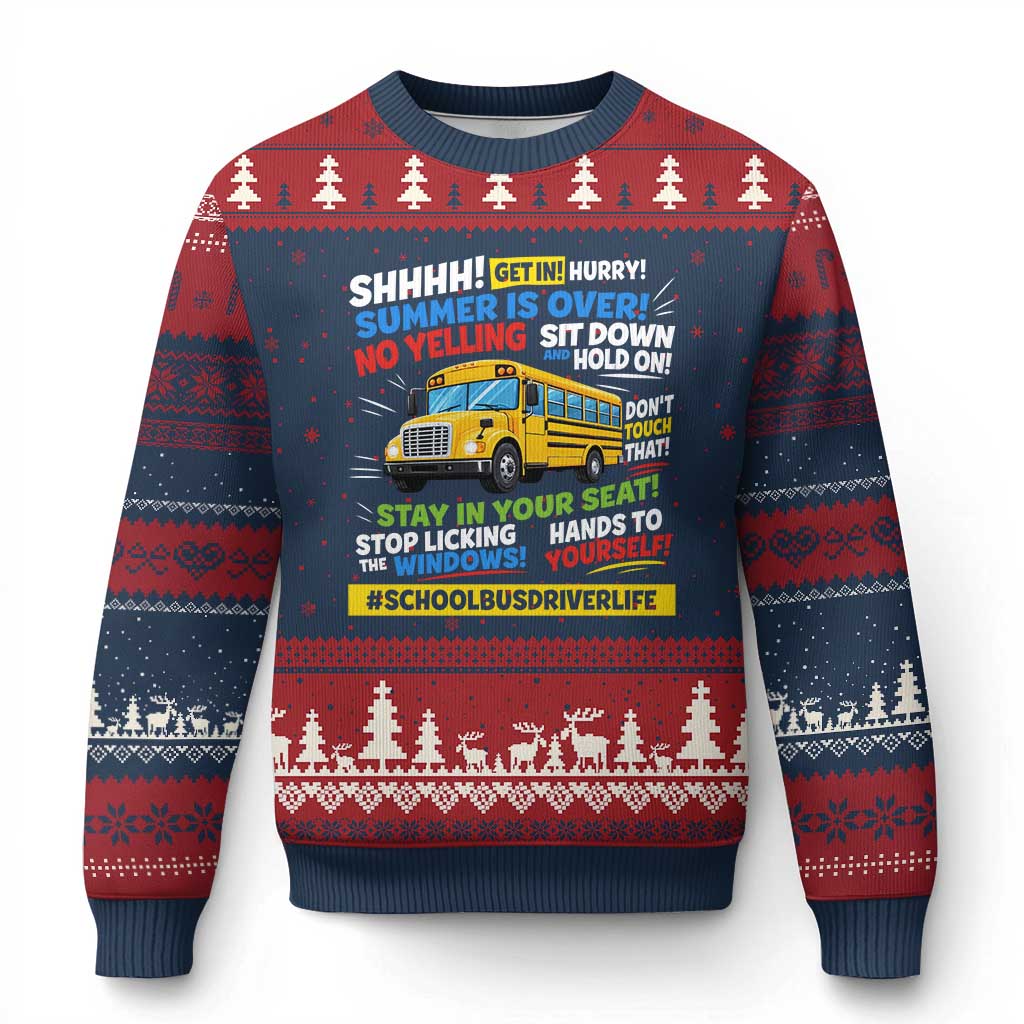 Funny School Bus Driver Life Ugly Christmas Sweater Back to School Teacher Kids TS14 Navy Red Print Your Wear