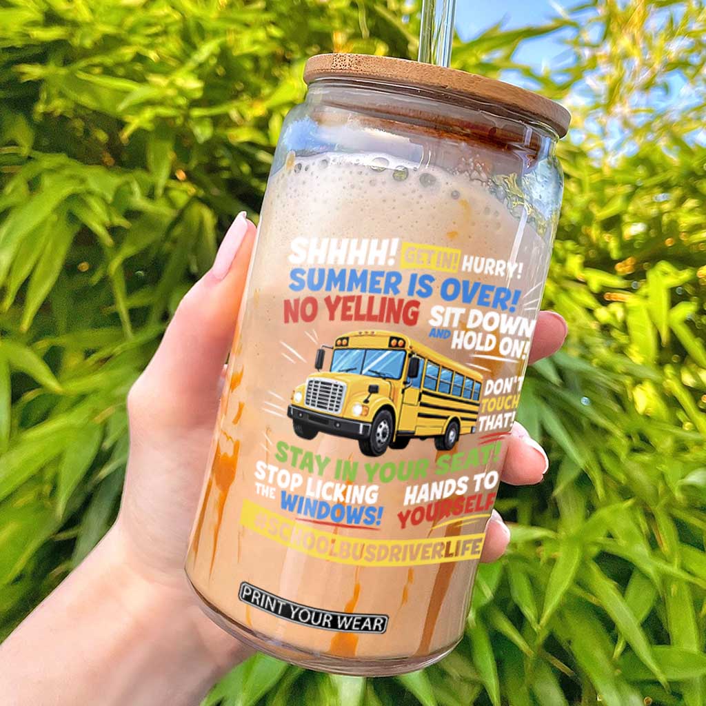 Funny School Bus Driver Life Glass Can Back to School Teacher Kids