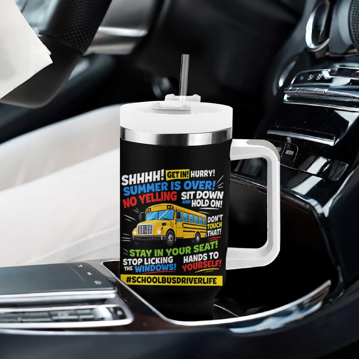 Funny School Bus Driver Life Tumbler With Handle Back to School Teacher Kids