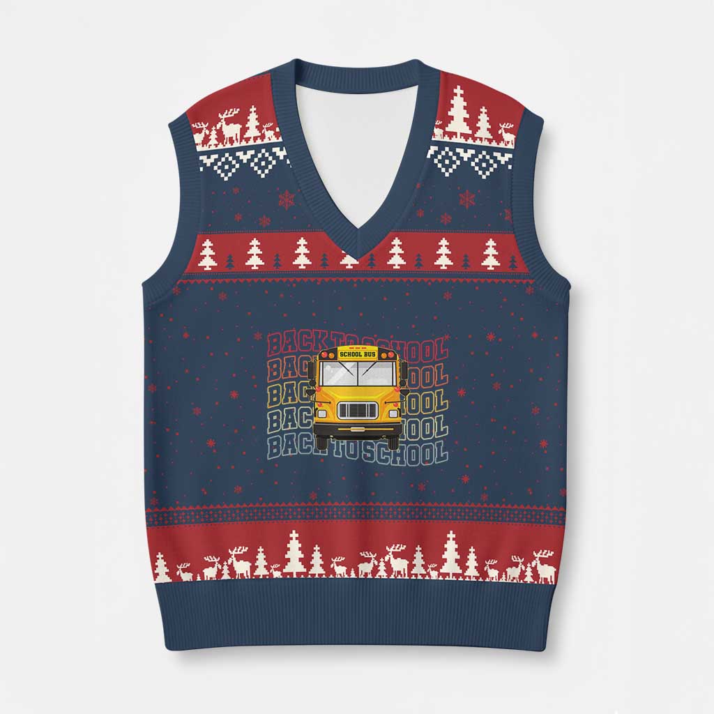 School Bus Driver Life Back to School Teacher Kids V-Neck Knit Sweater Vest