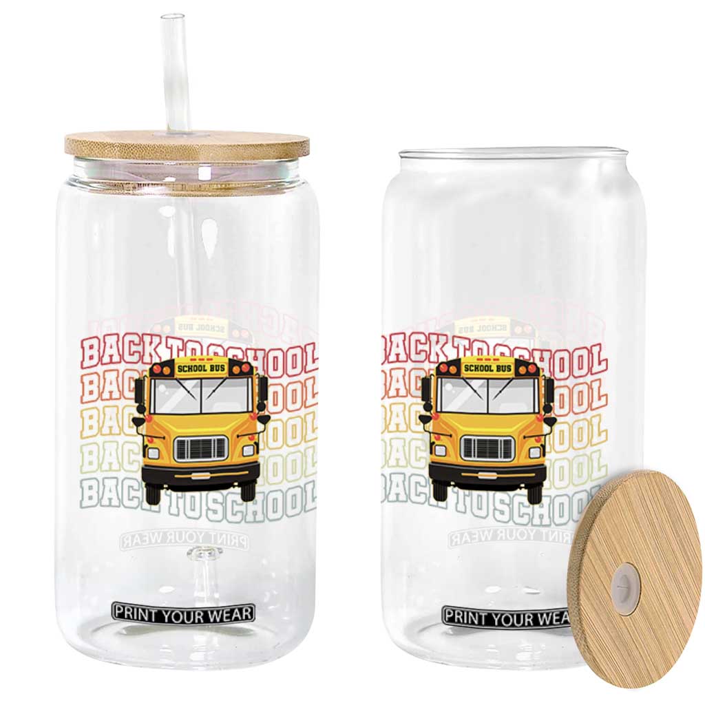 School Bus Driver Life Back to School Teacher Kids Glass Can