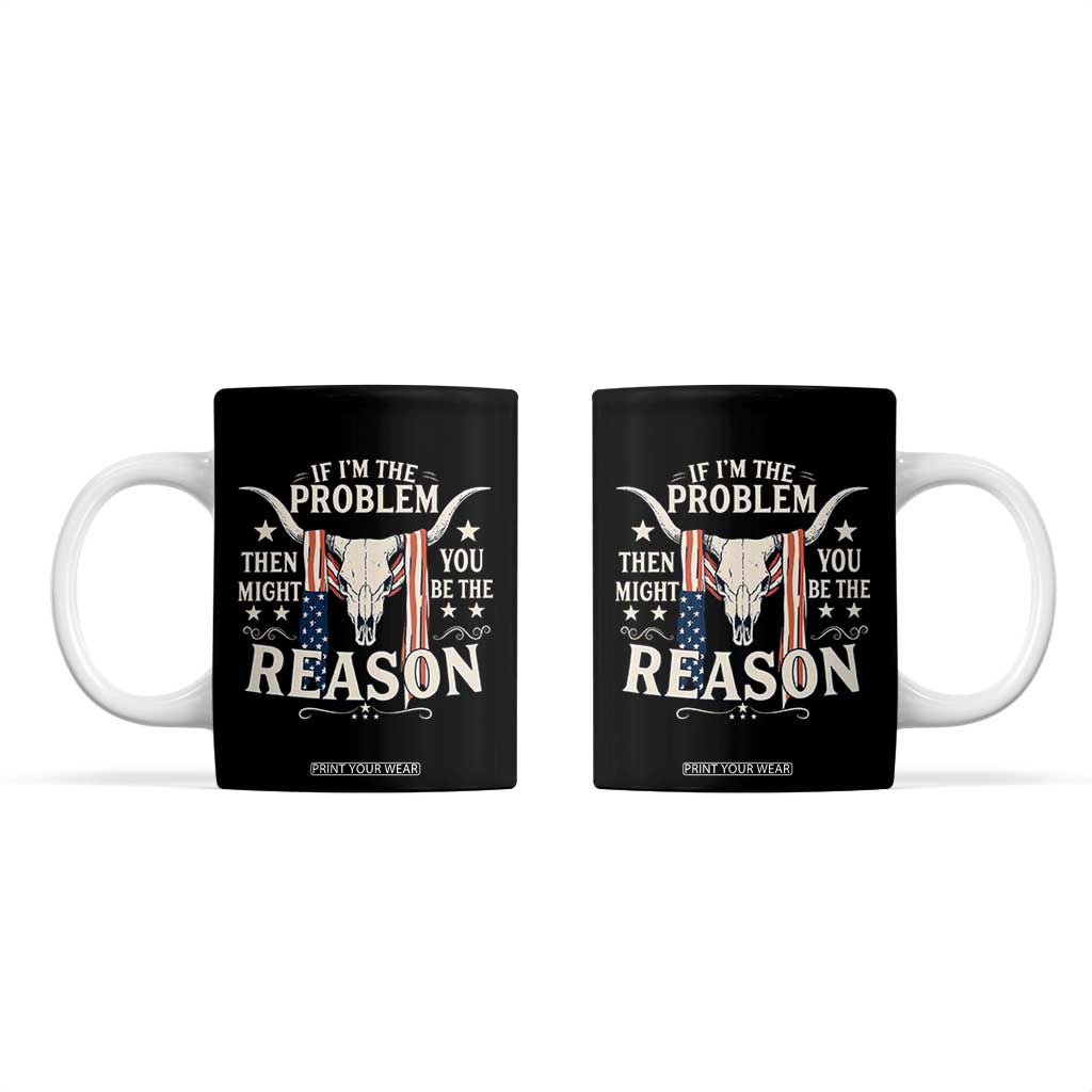 Cow Bull Skull American Flag Vintage Western Coffee Mug TS14 Black Print Your Wear