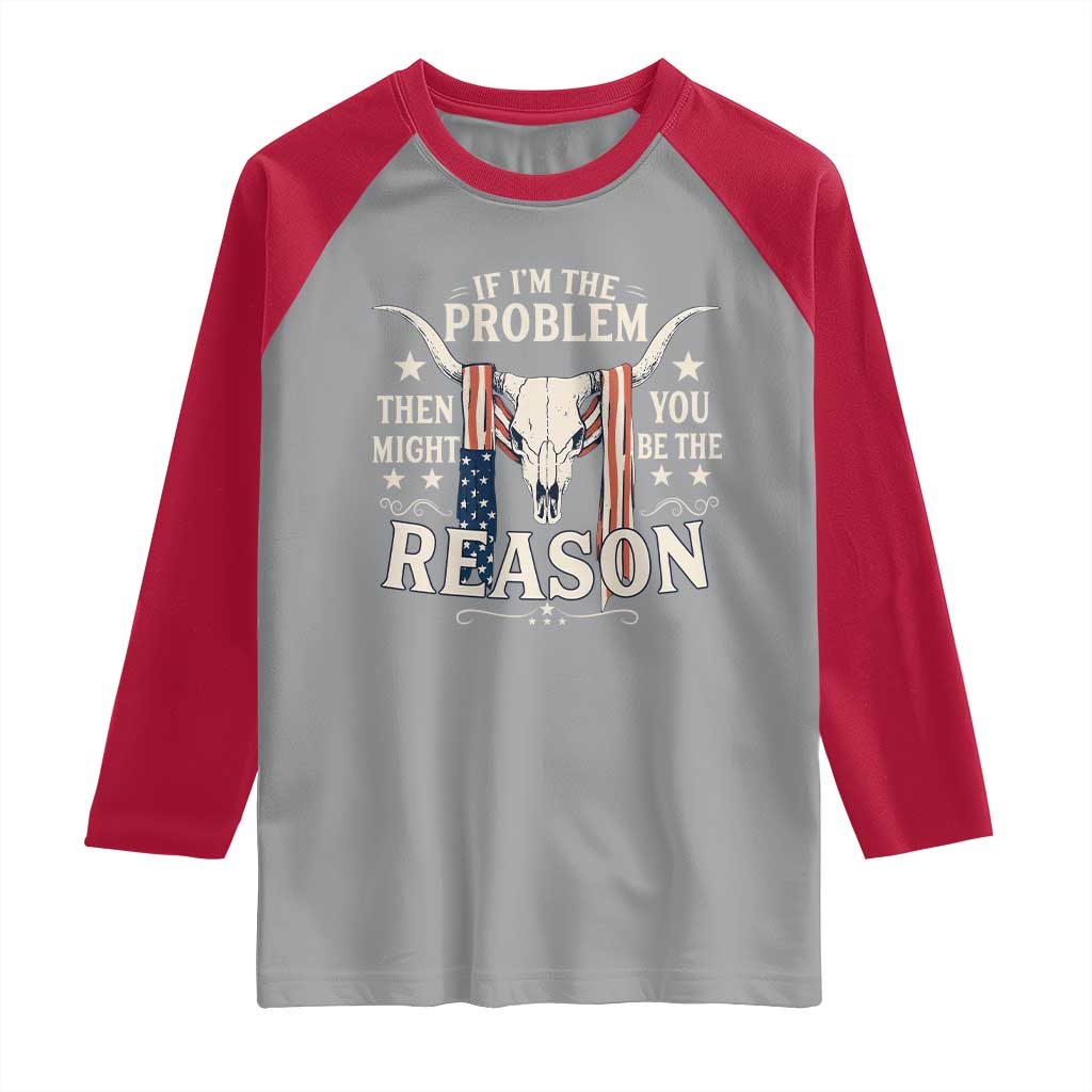 Cow Bull Skull American Flag Vintage Western Raglan Shirt TS14 Sport Gray Red Print Your Wear