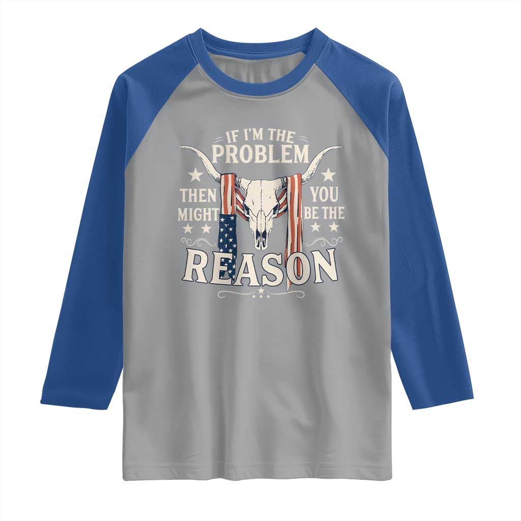 Cow Bull Skull American Flag Vintage Western Raglan Shirt TS14 Sport Gray Royal Print Your Wear