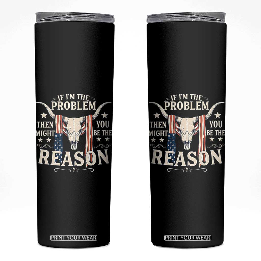 Cow Bull Skull American Flag Vintage Western Skinny Tumbler TS14 Black Print Your Wear