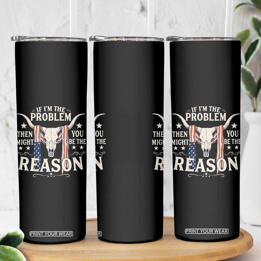 Cow Bull Skull American Flag Vintage Western Skinny Tumbler TS14 Print Your Wear
