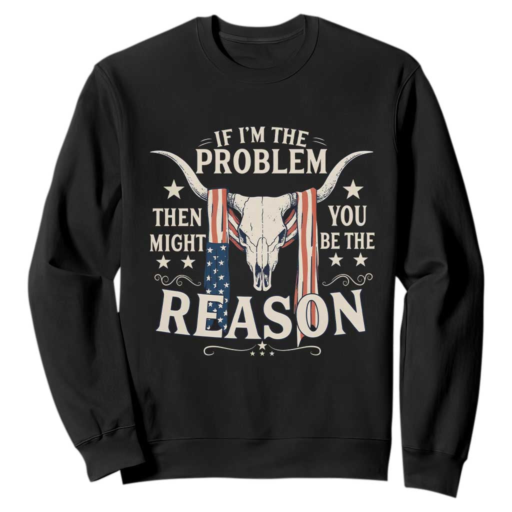 Cow Bull Skull American Flag Vintage Western Sweatshirt TS14 Black Print Your Wear