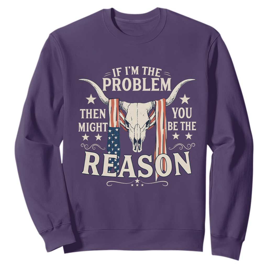 Cow Bull Skull American Flag Vintage Western Sweatshirt TS14 Purple Print Your Wear