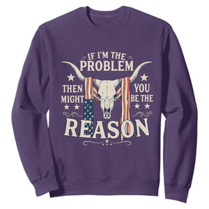 Cow Bull Skull American Flag Vintage Western Sweatshirt TS14 Purple Print Your Wear