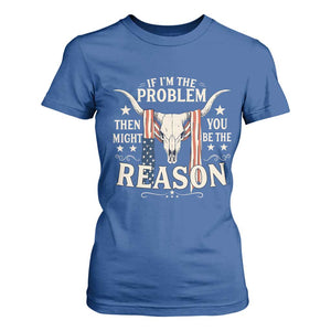 Cow Bull Skull American Flag Vintage Western T Shirt For Women TS14 Royal Blue Print Your Wear