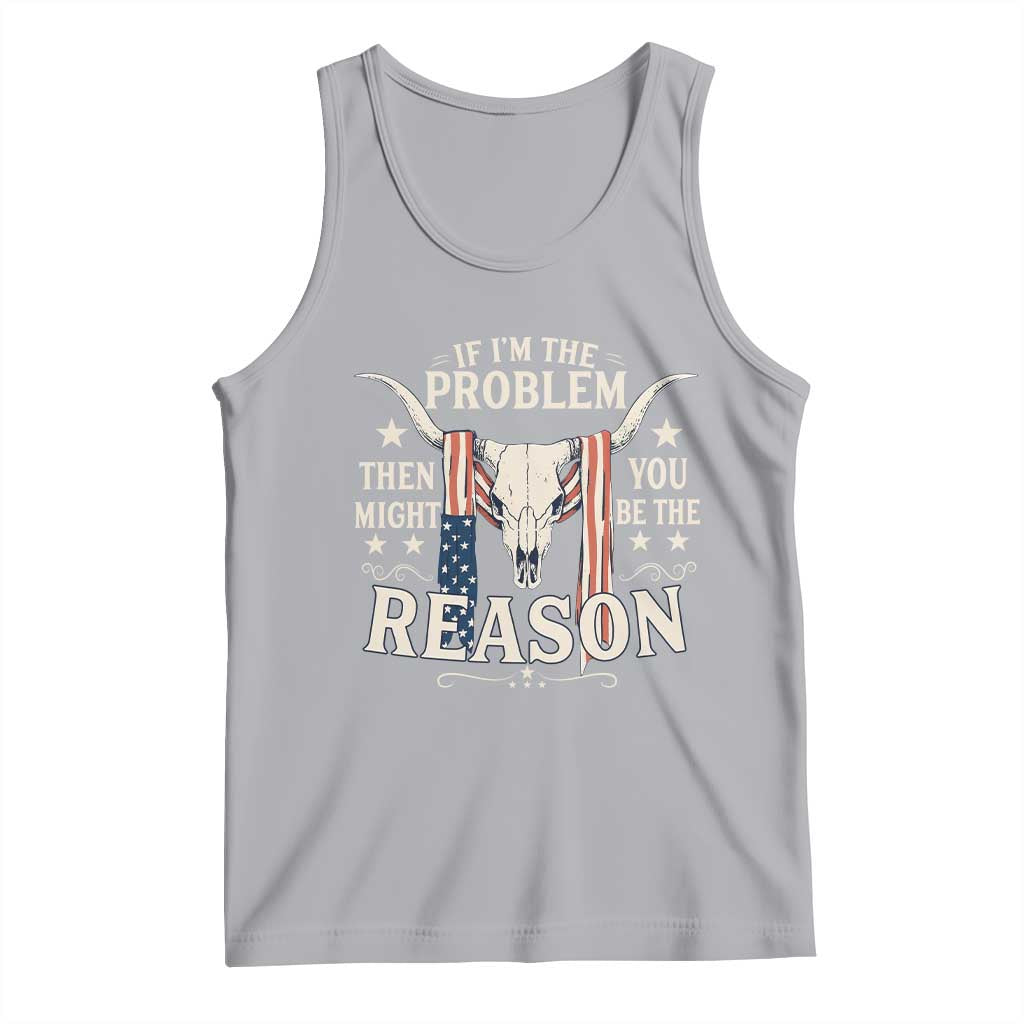 Cow Bull Skull American Flag Vintage Western Tank Top TS14 Athletic Heather Print Your Wear