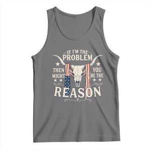 Cow Bull Skull American Flag Vintage Western Tank Top TS14 Black Heather Print Your Wear