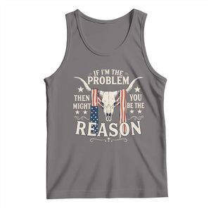 Cow Bull Skull American Flag Vintage Western Tank Top TS14 Deep Heather Print Your Wear