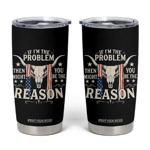 Cow Bull Skull American Flag Vintage Western Tumbler Cup TS14 Black Print Your Wear