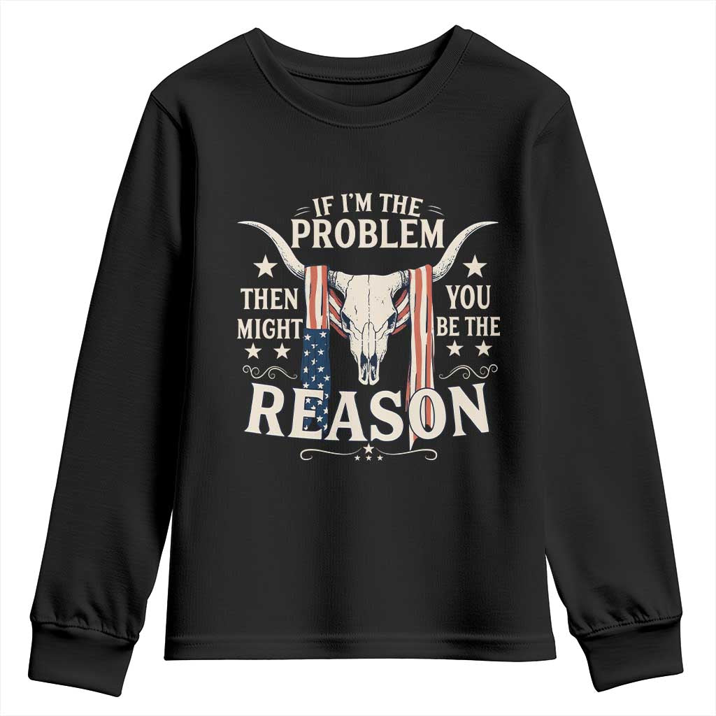 Cow Bull Skull American Flag Vintage Western Youth Sweatshirt TS14 Black Print Your Wear