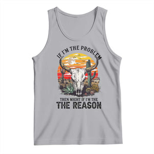 Cow Bull Skull Tank Top If Problem Vintage Then You Might Be Reason TS14 Athletic Heather Print Your Wear