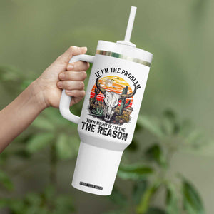 Cow Bull Skull Tumbler With Handle If Problem Vintage Then You Might Be Reason TS14 Print Your Wear