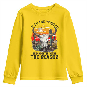 Cow Bull Skull Youth Sweatshirt If Problem Vintage Then You Might Be Reason TS14 Daisy Print Your Wear