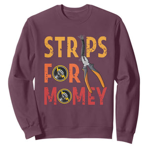 Funny Electrician Sweatshirt Strips For Money Electrical Humor TS14 Maroon Print Your Wear