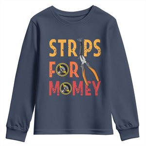 Funny Electrician Youth Sweatshirt Strips For Money Electrical Humor TS14 Navy Print Your Wear