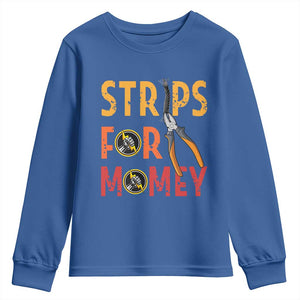 Funny Electrician Youth Sweatshirt Strips For Money Electrical Humor TS14 Royal Blue Print Your Wear