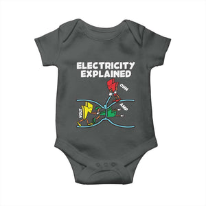 Funny Electricity Baby Onesie Ohm's Law Electricity Explained TS14 Dark Heather Print Your Wear