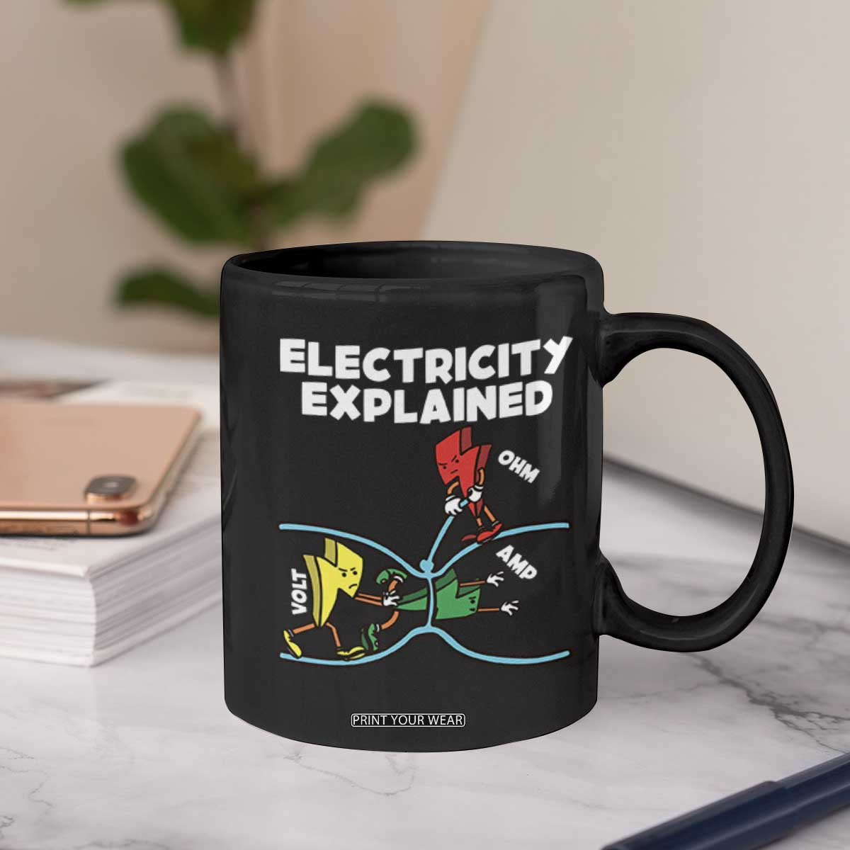 Funny Electricity Coffee Mug Ohm's Law Electricity Explained TS14 Print Your Wear