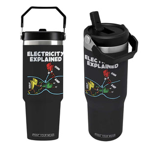 Funny Electricity Flip Straw Tumbler Ohm's Law Electricity Explained TS14 One Size: 30 oz Black Print Your Wear