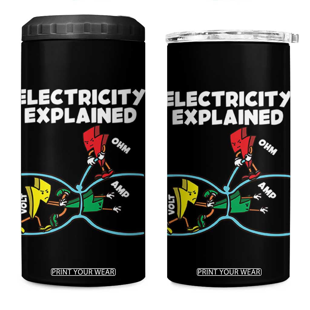 Funny Electricity 4 in 1 Can Cooler Tumbler Ohm's Law Electricity Explained TS14 One Size: 16 oz Black Print Your Wear