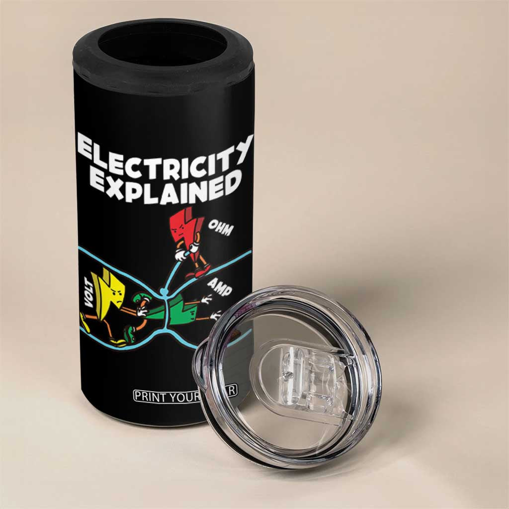 Funny Electricity 4 in 1 Can Cooler Tumbler Ohm's Law Electricity Explained TS14 Print Your Wear