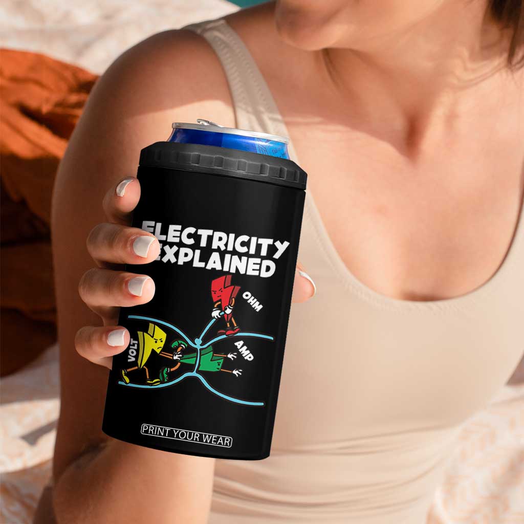 Funny Electricity 4 in 1 Can Cooler Tumbler Ohm's Law Electricity Explained TS14 Print Your Wear