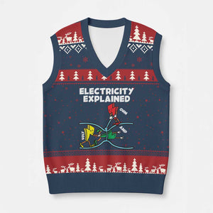 Funny Electricity V-Neck Knit Sweater Vest Ohm's Law Electricity Explained TS14 Navy Red Print Your Wear