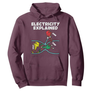 Funny Electricity Hoodie Ohm's Law Electricity Explained TS14 Maroon Print Your Wear