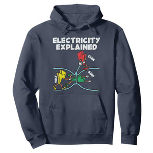 Funny Electricity Hoodie Ohm's Law Electricity Explained TS14 Navy Print Your Wear