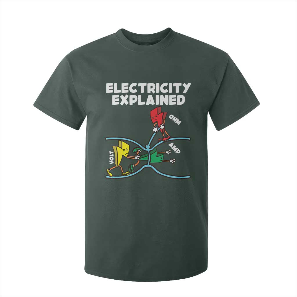 Funny Electricity T Shirt For Kid Ohm's Law Electricity Explained TS14 Dark Forest Green Print Your Wear