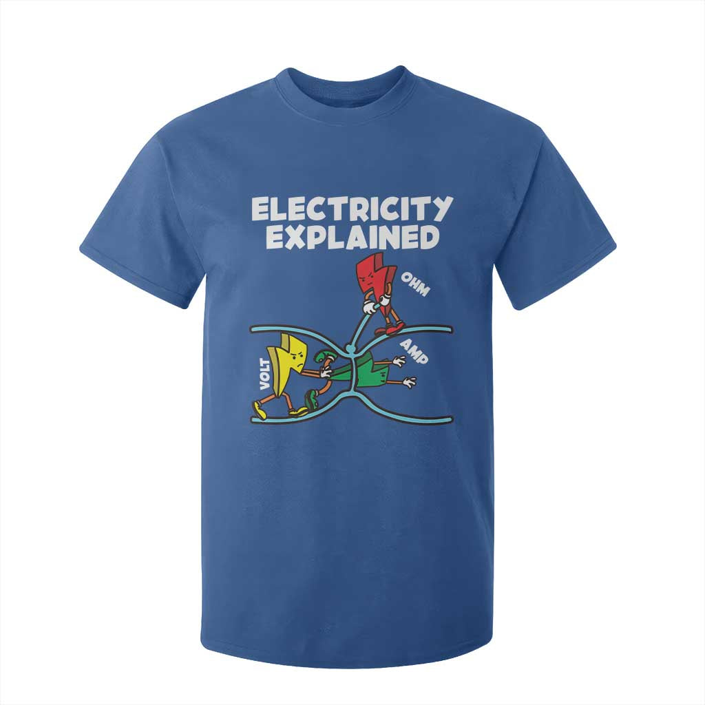Funny Electricity T Shirt For Kid Ohm's Law Electricity Explained TS14 Royal Blue Print Your Wear