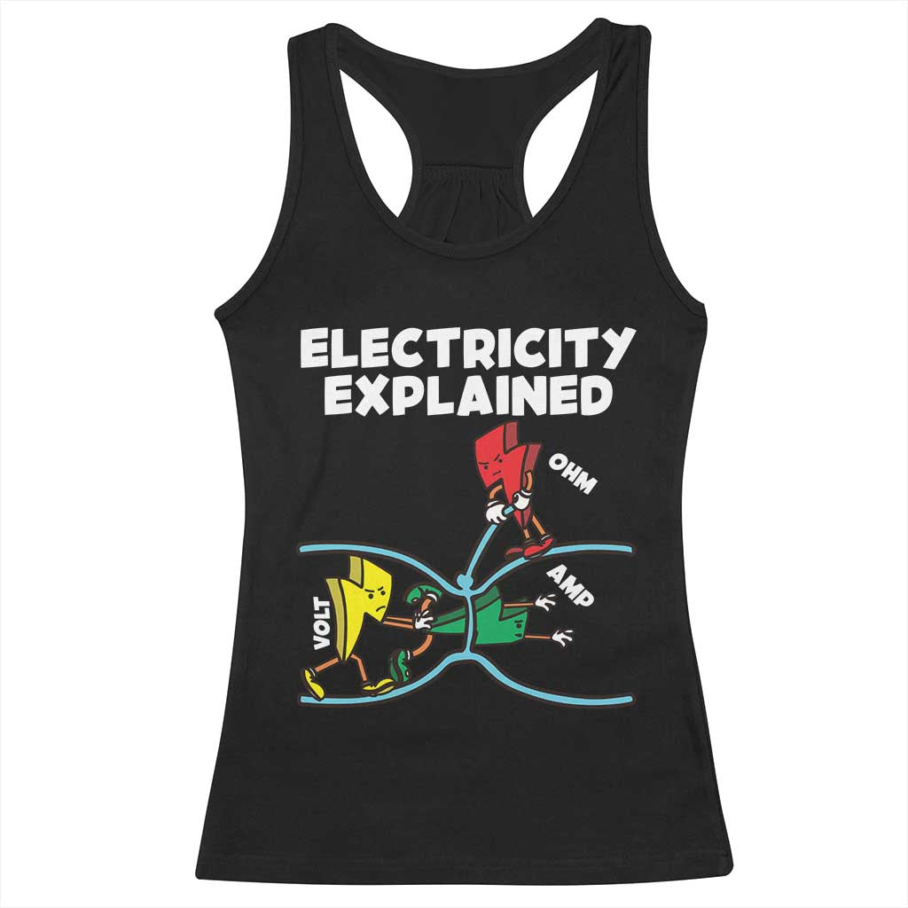 Funny Electricity Racerback Tank Top Ohm's Law Electricity Explained TS14 Black Print Your Wear