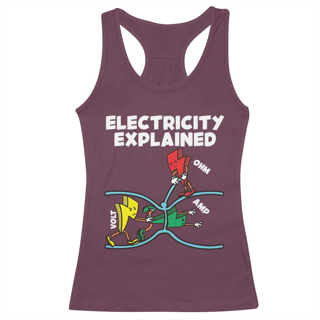 Funny Electricity Racerback Tank Top Ohm's Law Electricity Explained TS14 Maroon Print Your Wear