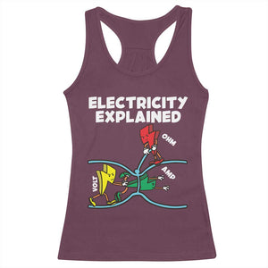 Funny Electricity Racerback Tank Top Ohm's Law Electricity Explained TS14 Maroon Print Your Wear
