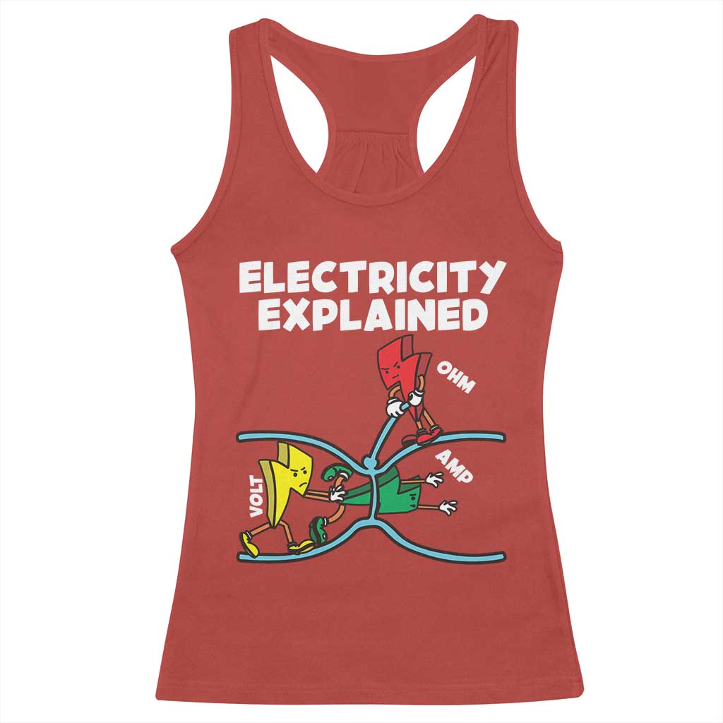 Funny Electricity Racerback Tank Top Ohm's Law Electricity Explained TS14 Red Print Your Wear